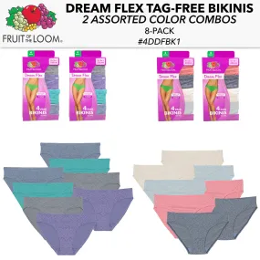 Fruit of The Loom Ladies 8 Pack Tag Free Dream Flex Bikinis
