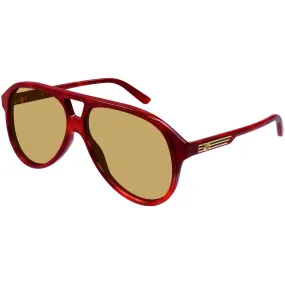Gucci Men's Sunglasses - Havana Acetate Pilot Shape Frame Brown Lens | GG1286S 002