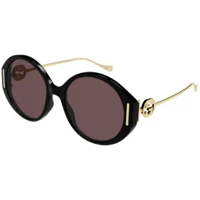 Gucci Women's Sunglasses - Black Acetate Full Rim Oval Frame Brown Lens | GG1202S 001