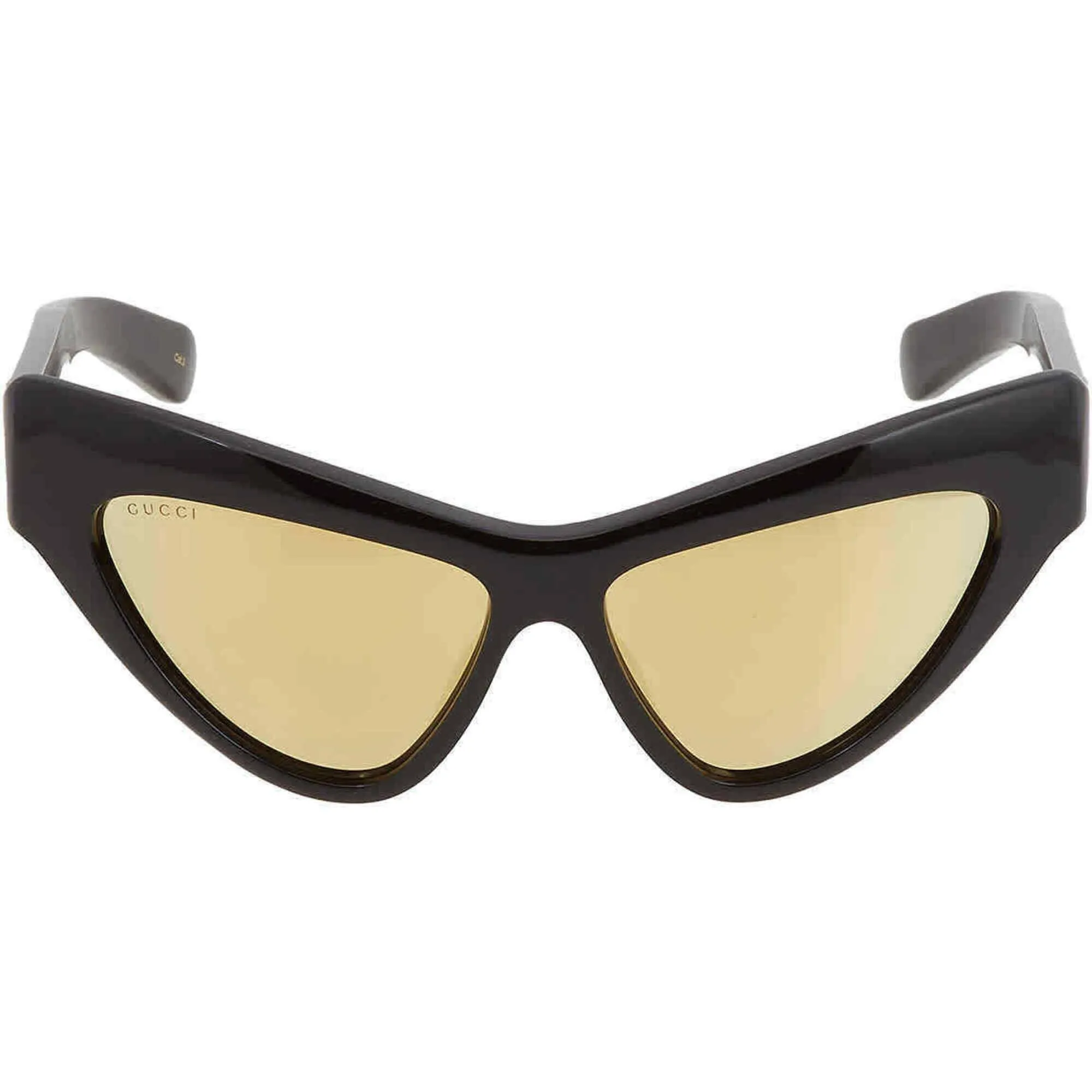 Gucci Women's Sunglasses - Black Plastic Cat Eye Shape Frame Gold Lens | GG1294S 002