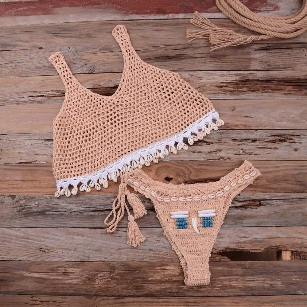 Handmade Shell Brazilian Bikini Set