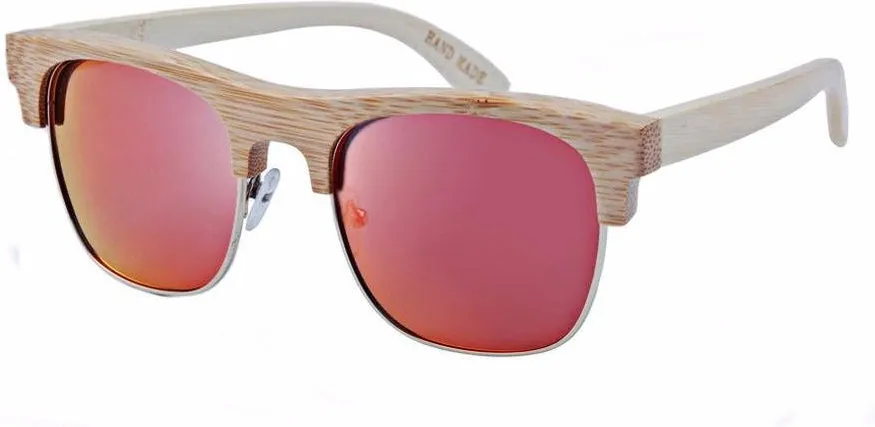 Handmade wood sunglasses unisex Semi rimless classic