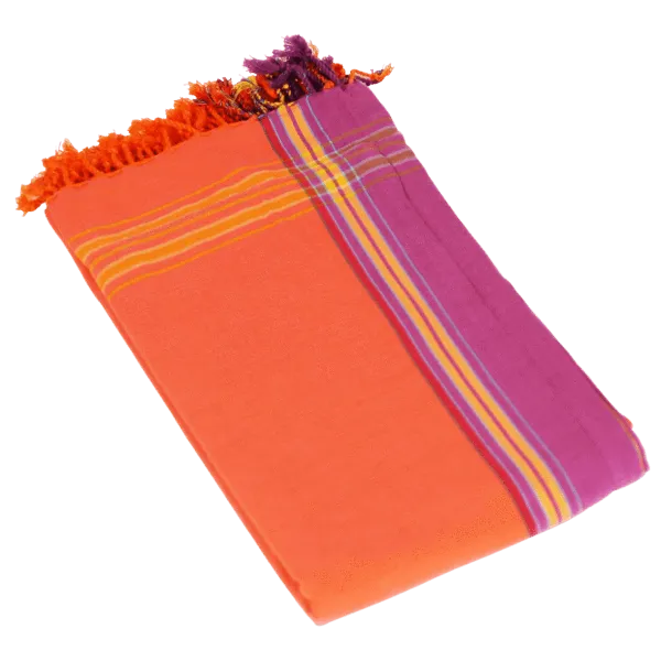 Handwoven Orange African kikoy Sarong / Lesu (seregeti)
