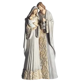 Holy Family with Pattern in Ivory and Grey Robes Figurine-12"