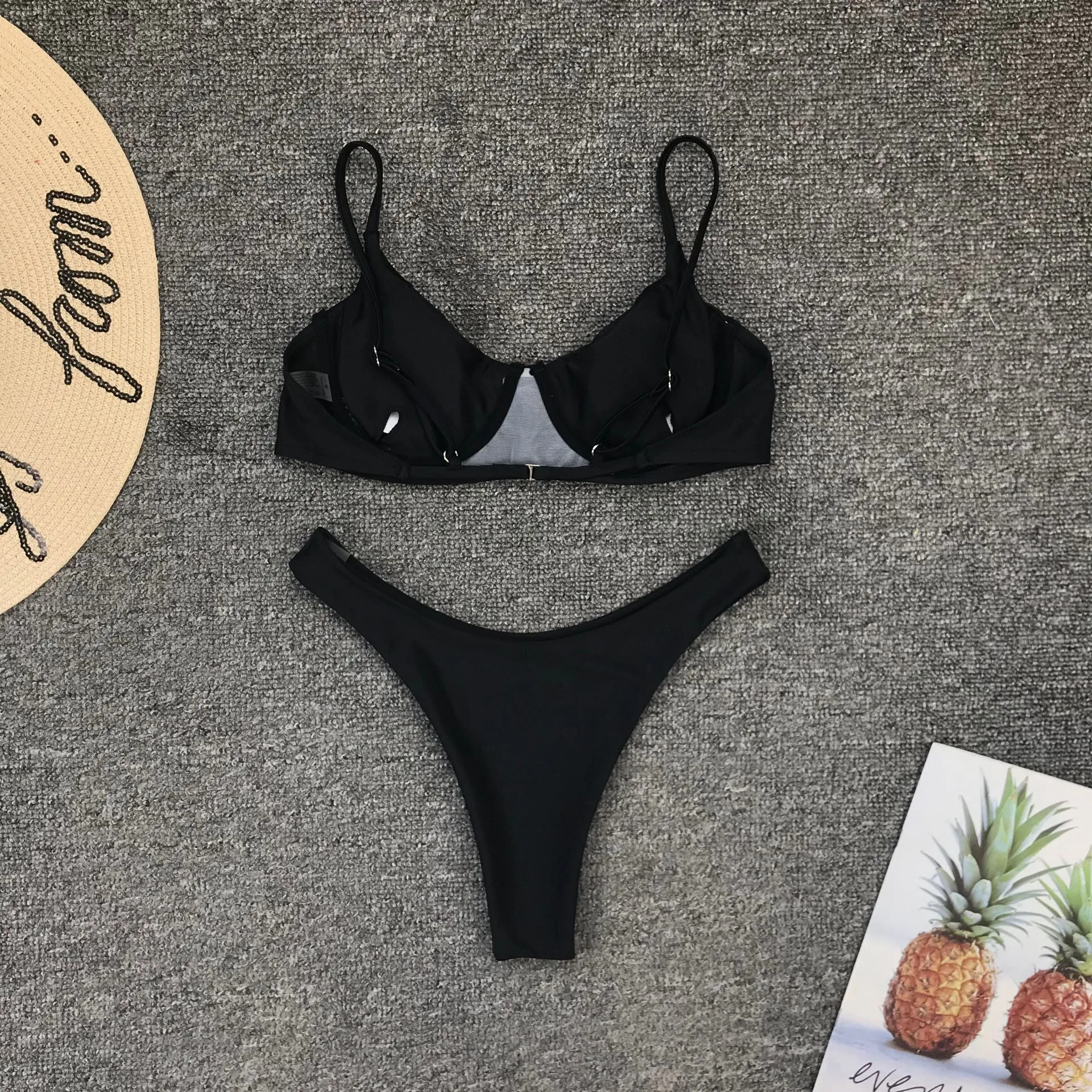 Hot Plain Simple Mid Rise Thong Bottom Bikinis