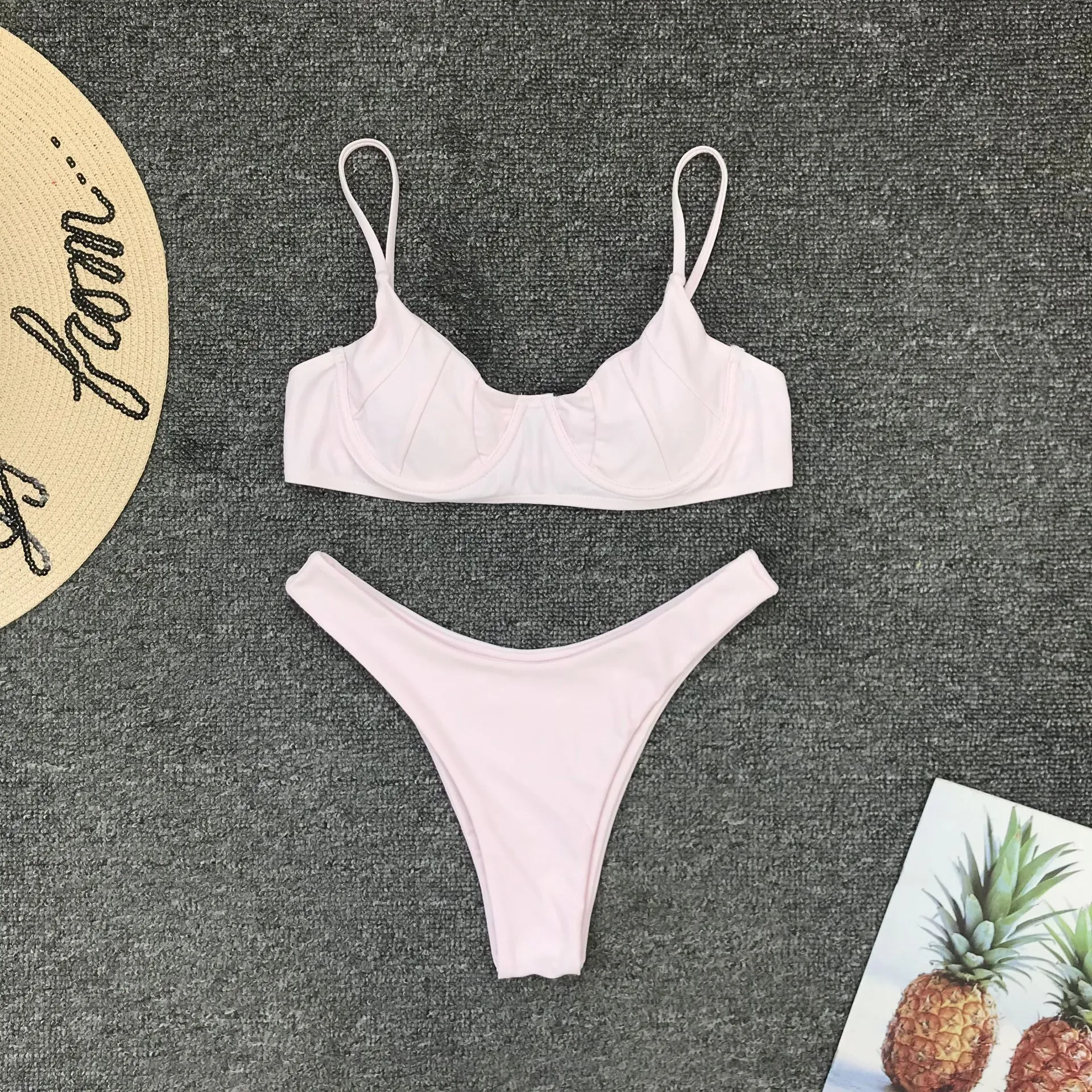 Hot Plain Simple Mid Rise Thong Bottom Bikinis