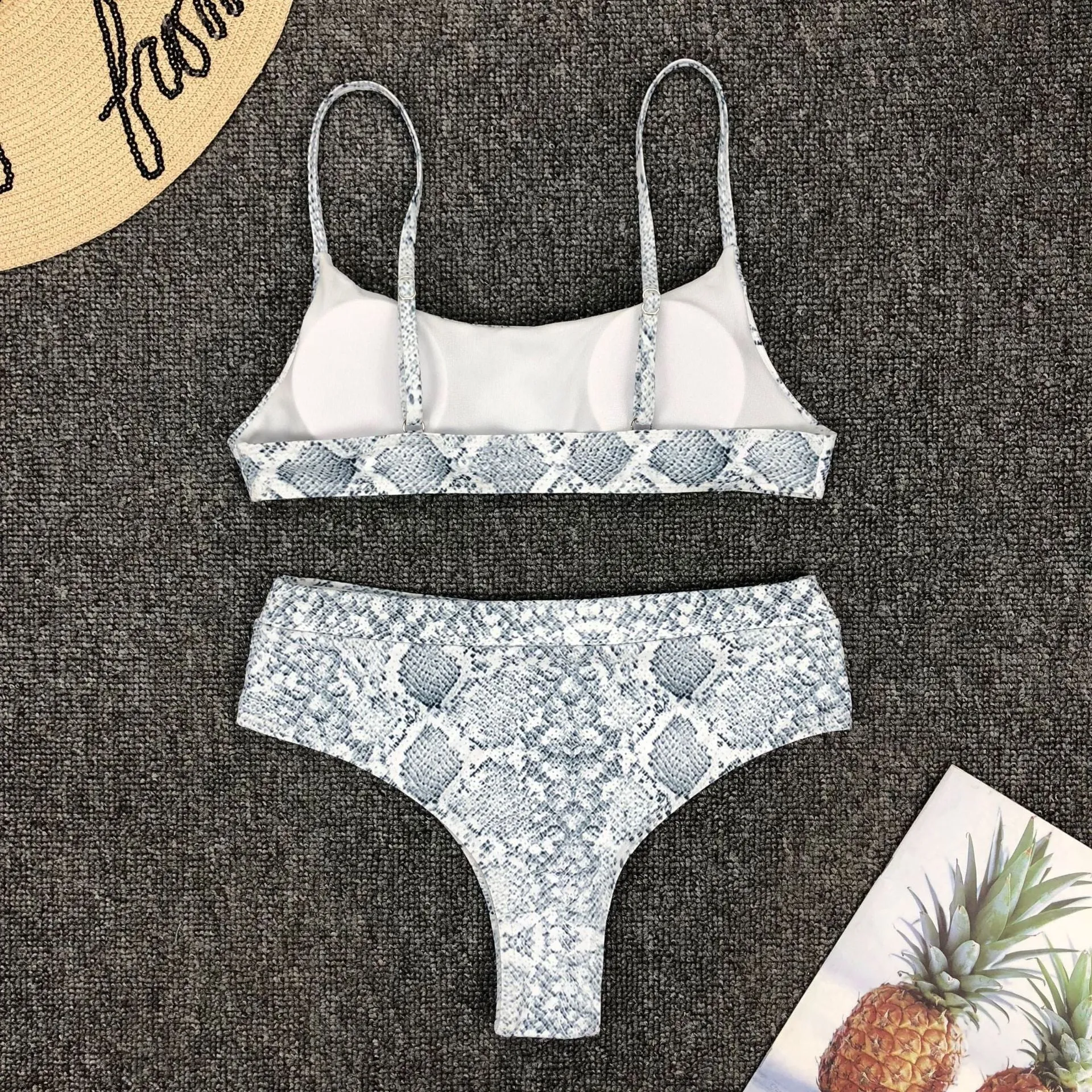 Hot Snakeskin High Rise Thong Bottom Bikinis