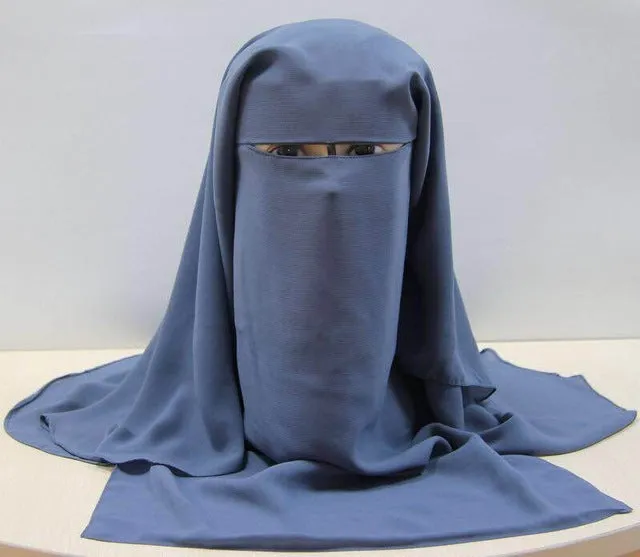 Islamic 3 layers Niqab Burqa Bonnet Hijab Cap veil Muslim Bandana Scarf Headwear Black Face Cover Abaya Style Wrap head covering
