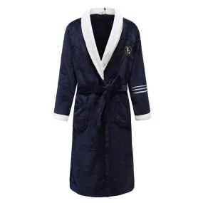 Keep Warm Solid Winter Night Wear Sleepwear Full Sleeve Bathrobe Negligee Coral Fleece Home Dressing Gown OverSized XXL