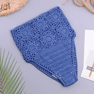 Knitted High-Waist Crochet Halter-Neck Bathing Suit