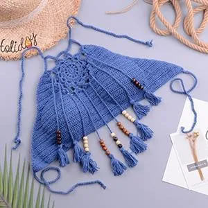 Knitted High-Waist Crochet Halter-Neck Bathing Suit