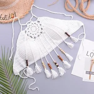Knitted High-Waist Crochet Halter-Neck Bathing Suit