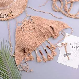 Knitted High-Waist Crochet Halter-Neck Bathing Suit