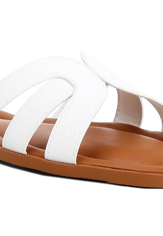 London Rag Aura Faux Leather Flat Sandals