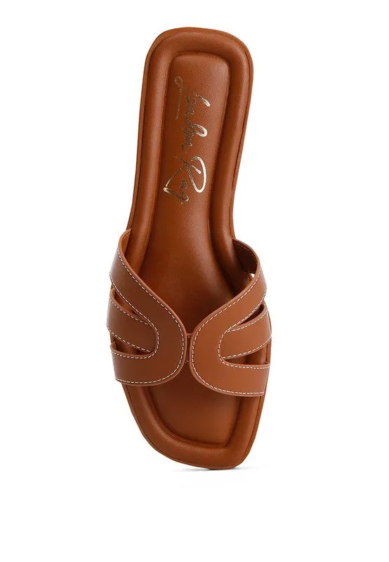 London Rag Aura Faux Leather Flat Sandals
