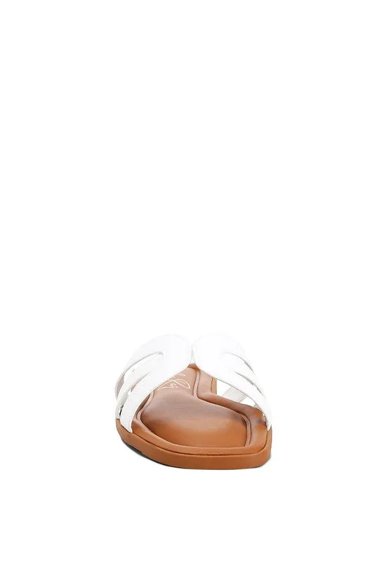 London Rag Aura Faux Leather Flat Sandals