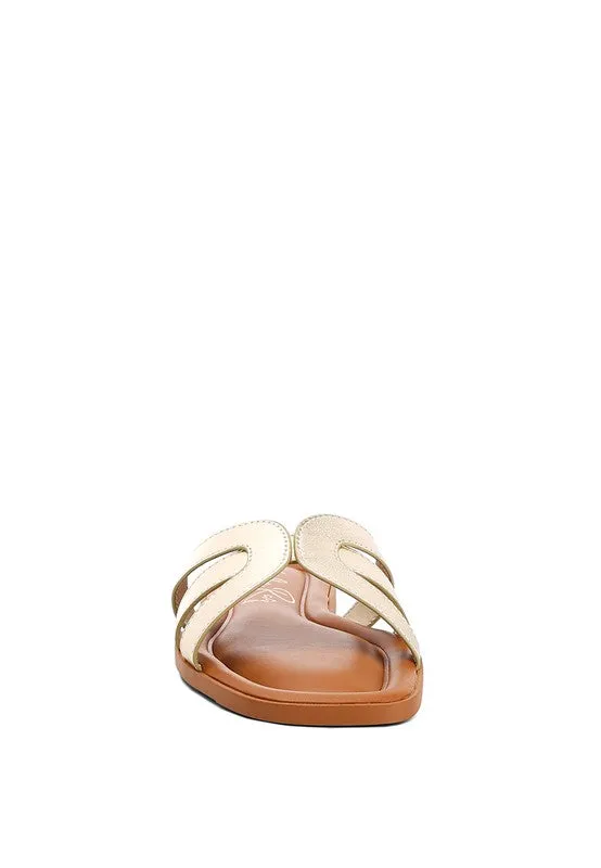 London Rag Aura Faux Leather Flat Sandals