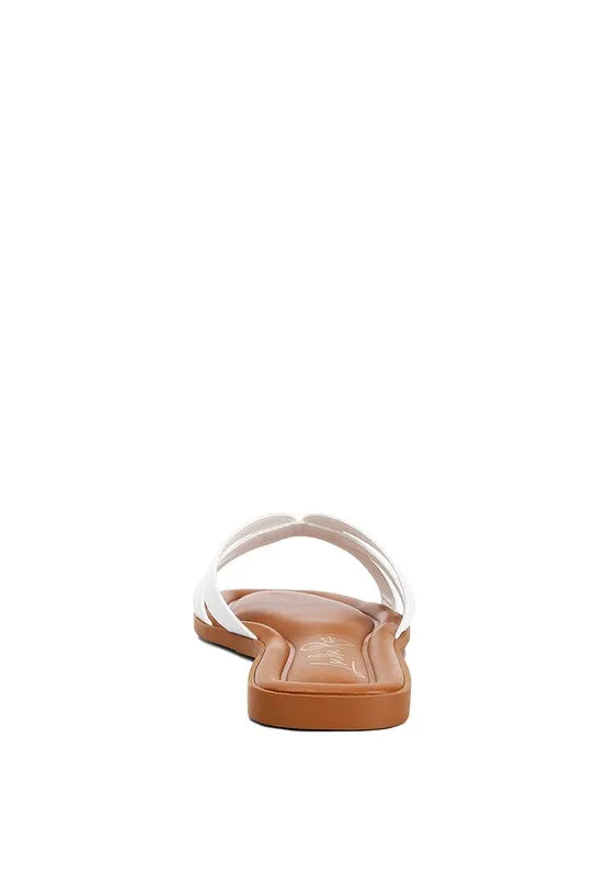 London Rag Aura Faux Leather Flat Sandals