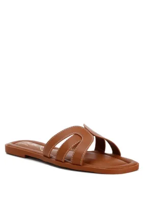 London Rag Aura Faux Leather Flat Sandals