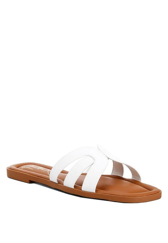London Rag Aura Faux Leather Flat Sandals