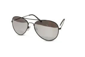 Lot of 12 Pack of Classic Black Frame Aviator Sunglasses w/ Silver Mirrored Lens
