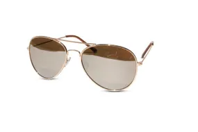 Lot of 12 Pack of Classic Gold Frame Aviator Sunglasses w/ Silver Mirrored Lens