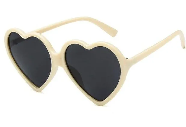 Love Heart Cat Eye Frame Mirror Lens Retro Sunglasses