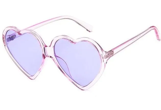 Love Heart Cat Eye Frame Mirror Lens Retro Sunglasses