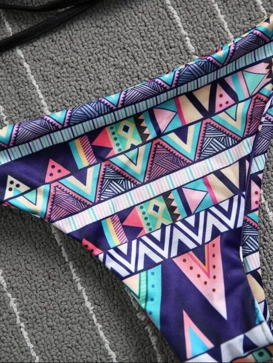 Love Me Like You Do Geometric Pattern Bikini Sets