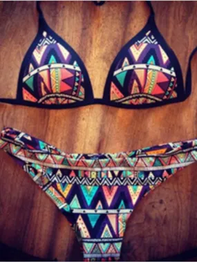 Love Me Like You Do Geometric Pattern Bikini Sets