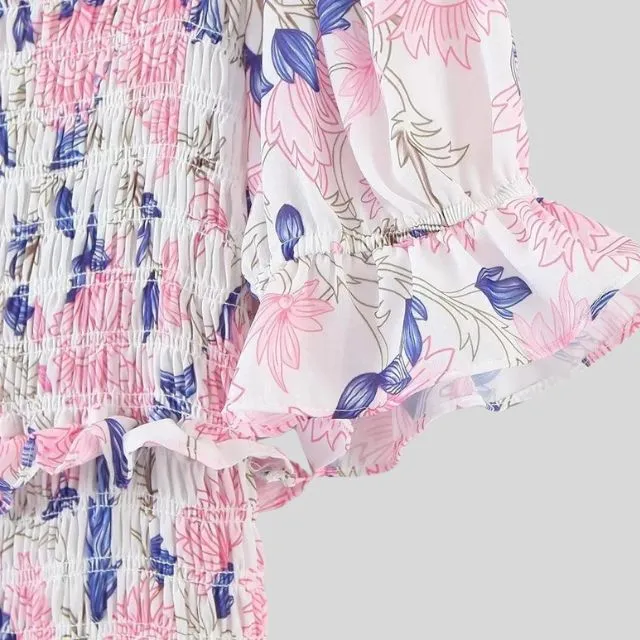 Madeline - Robe florale à manches bouffantes