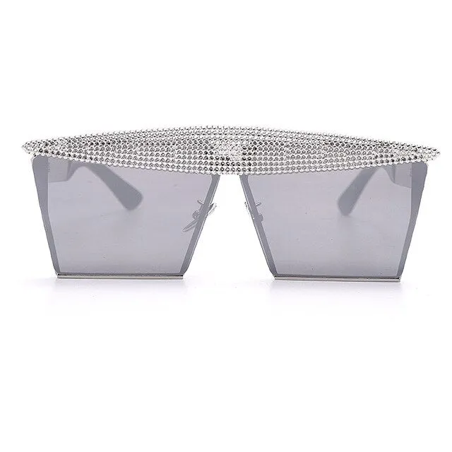 Metal Steampunk Luxury Flat Top Mirror Gradient Square Sunglasses