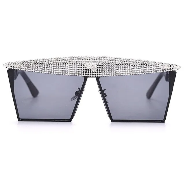 Metal Steampunk Luxury Flat Top Mirror Gradient Square Sunglasses