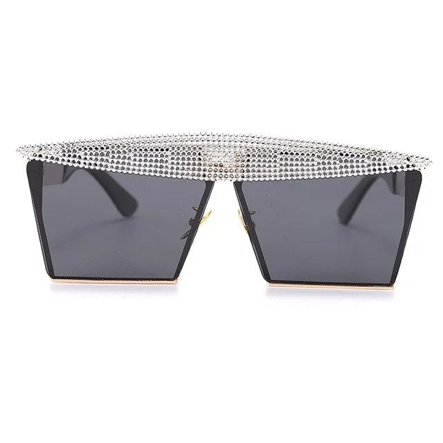 Metal Steampunk Luxury Flat Top Mirror Gradient Square Sunglasses