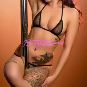 Micro G-String - Black Fishnet - Black String