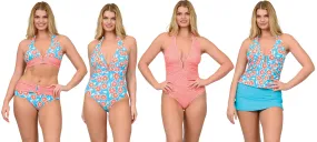 MS-CS103 - Wholesale Women's Halter One-Piece, Two-Piece & Skirtini Swimsuits