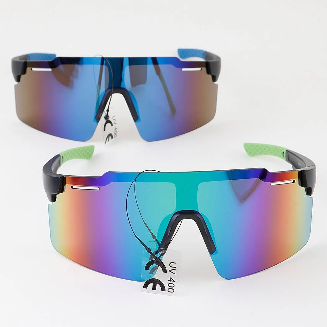 Multi Polycarbonate Mirror Shield Sunglasses: MIX