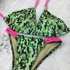 Neon Green/Grey Metallic Camo/Camouflage Multistring "Limited time $79.99 (custom) *** Sale Price is for this fabric or black grey metallic camo ONLY