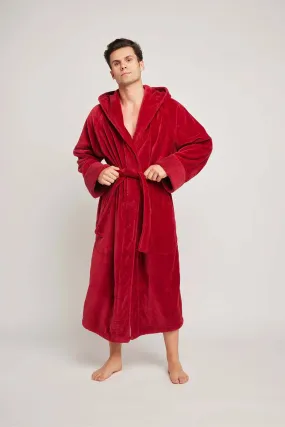 Organic Cotton Hooded Robe - In Chilli