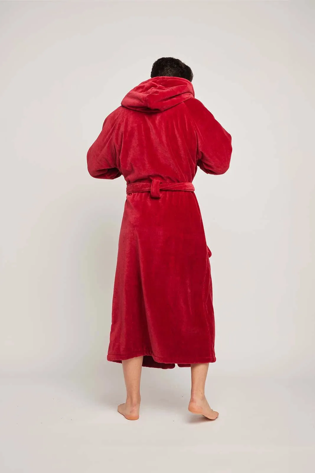 Organic Cotton Hooded Robe - In Chilli
