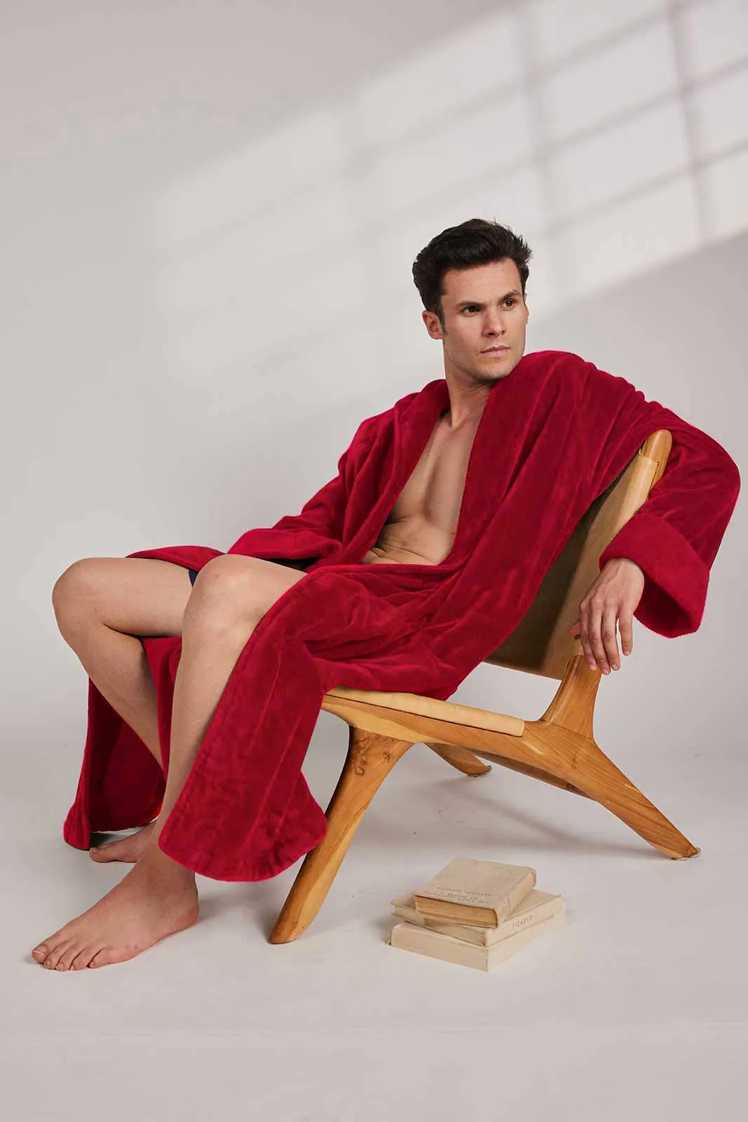 Organic Cotton Hooded Robe - In Chilli