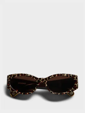 Ovalo Sunglasses in Leopard, Yellow Gold and Brown