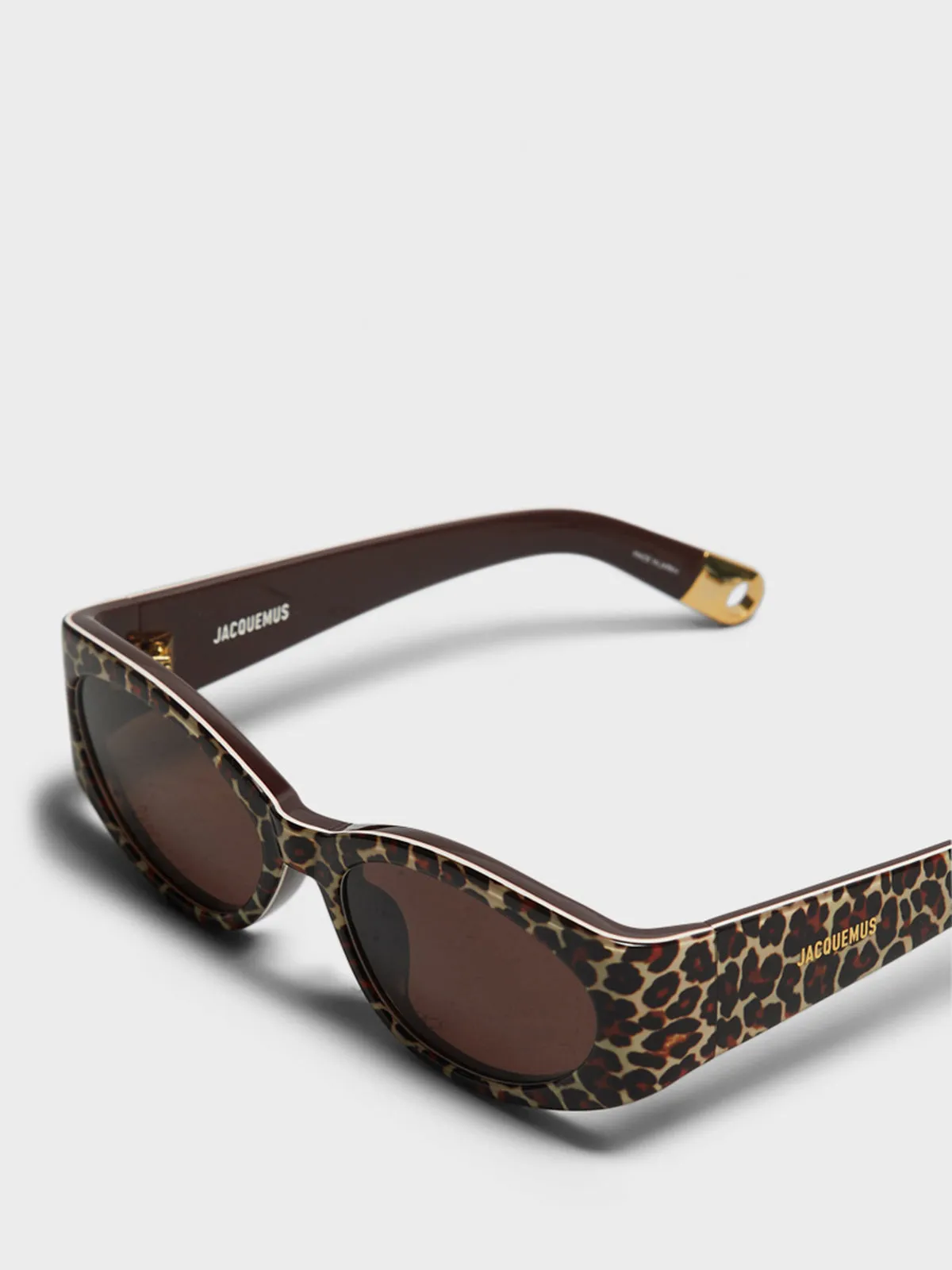 Ovalo Sunglasses in Leopard, Yellow Gold and Brown