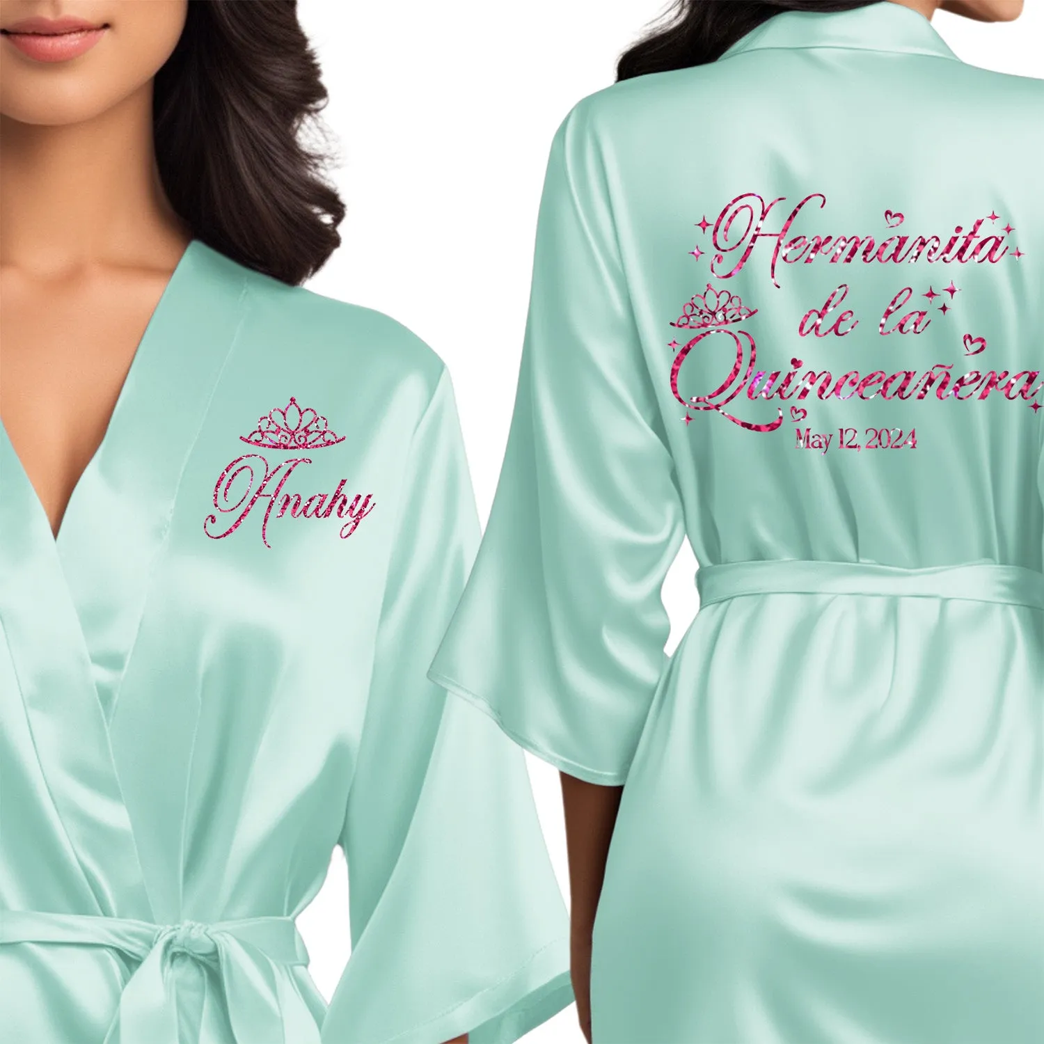 Personalized Mint Blue Mis Quince Años Robes