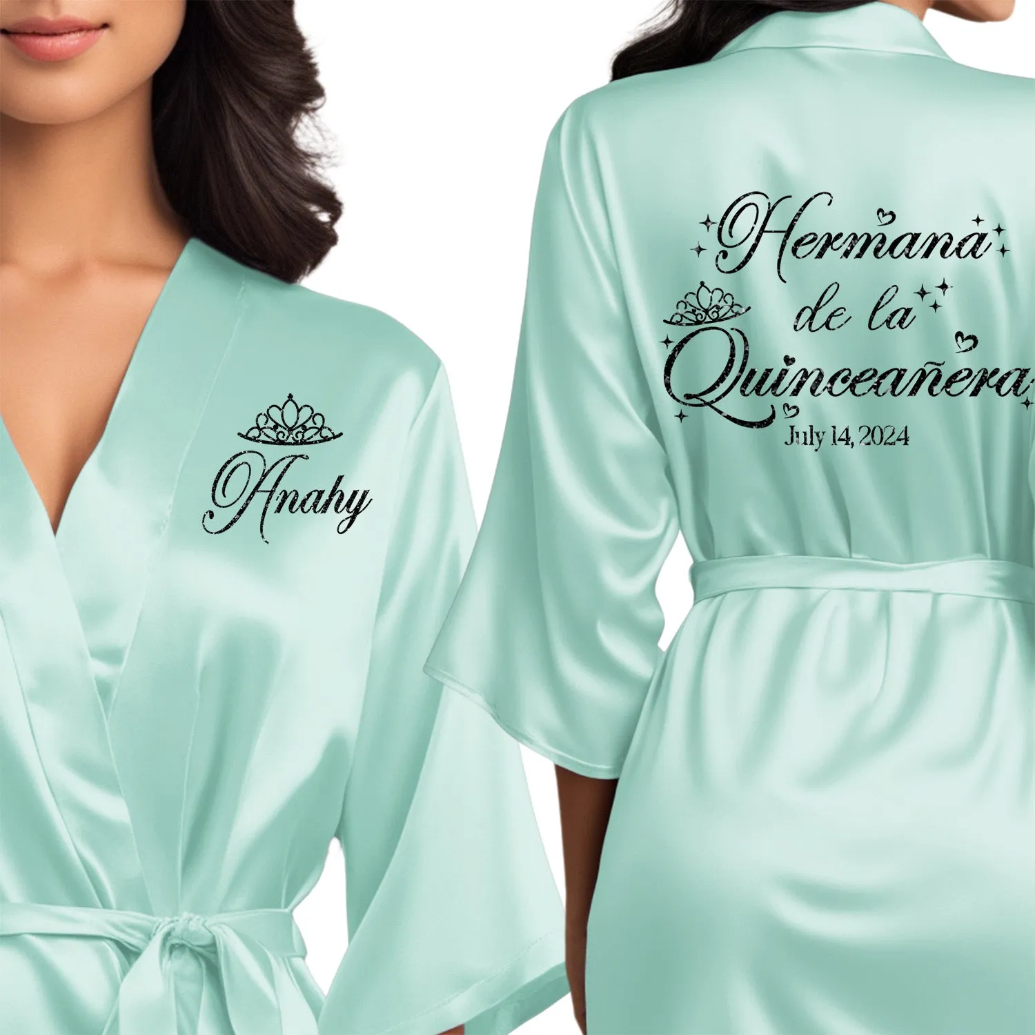 Personalized Mint Blue Mis Quince Años Robes