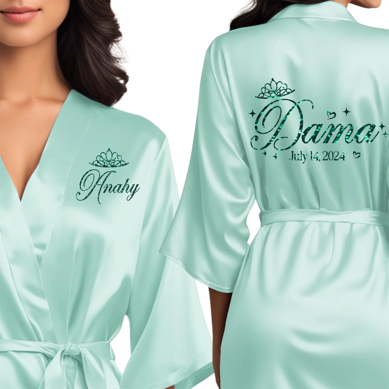 Personalized Mint Blue Mis Quince Años Robes