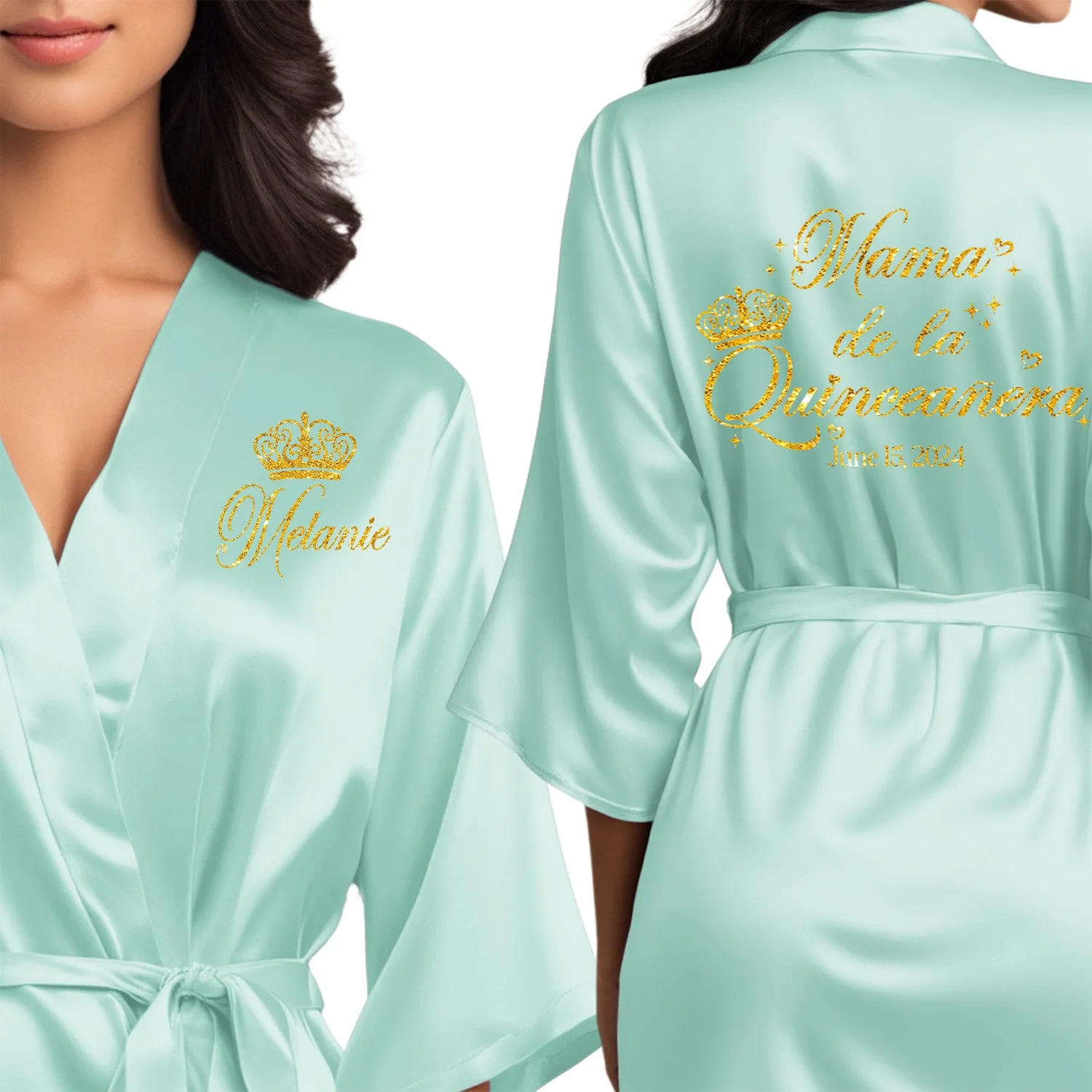 Personalized Mint Blue Mis Quince Años Robes