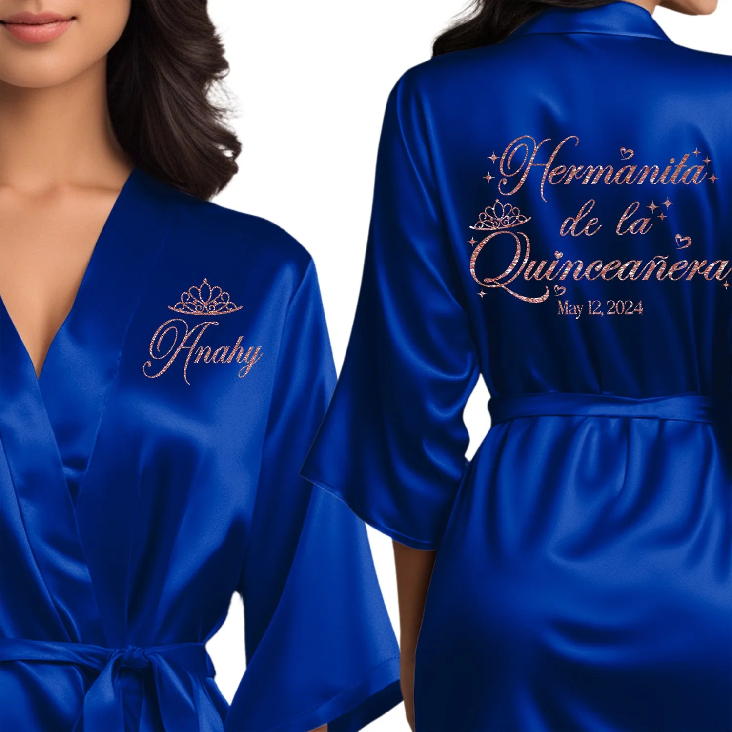 Personalized Royal Blue Mis Quince Años Robes