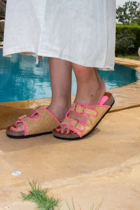 Pink Double Buckle Slides