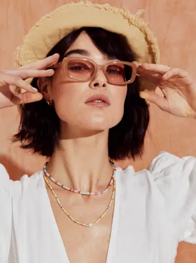 PORTIA RECTANGULAR SUNGLASSES LATTE